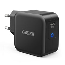 Заредете изображение във визуализатора на галерията – Choetech travel wall charger GaN USB Type C 60W Power Delivery + USB Type C - USB Type C cable 1,8m black (Q6006) - TopMag
