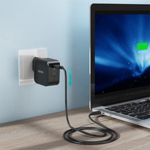 Заредете изображение във визуализатора на галерията – Choetech travel wall charger GaN USB Type C 60W Power Delivery + USB Type C - USB Type C cable 1,8m black (Q6006) - TopMag
