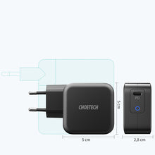 Заредете изображение във визуализатора на галерията – Choetech travel wall charger GaN USB Type C 60W Power Delivery + USB Type C - USB Type C cable 1,8m black (Q6006) - TopMag
