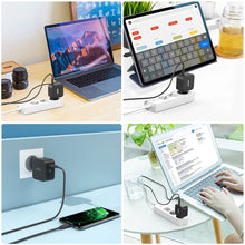 Заредете изображение във визуализатора на галерията – Choetech travel wall charger GaN USB Type C 60W Power Delivery + USB Type C - USB Type C cable 1,8m black (Q6006) - TopMag
