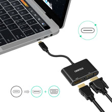 Заредете изображение във визуализатора на галерията – Choetech adapter plug splitter USB Type C (male) to HDMI (female) 4K 60Hz / VGA (female) FullHD 1080p 60Hz black (HUB-M17) - TopMag
