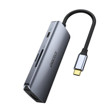 Заредете изображение във визуализатора на галерията – Choetech 7in1 multifunctional USB Type C HUB - 3x USB 3.2 Gen 1 / SD and TF memory card reader / HDMI 4K 30Hz / USB Type C gray (HUB-M19 gray) - TopMag
