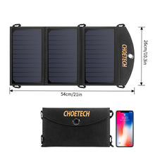 Заредете изображение във визуализатора на галерията – Choetech Foldable Solar Charger 19W 2x USB 2,4A black (SC001) - TopMag
