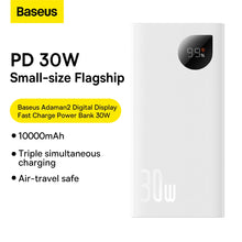 Заредете изображение във визуализатора на галерията – Baseus Adaman2 power bank with digital display 2x USB-A / 1x USB-C 10000mAh 30W - white
