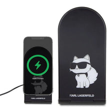 Заредете изображение във визуализатора на галерията – Karl Lagerfeld Choupette MagSafe induction charger 15W, foldable 2in1 - black
