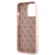 Заредете изображение във визуализатора на галерията – Guess GUHCP13XLSLMGLP iPhone 13 Pro Max 6.7" light pink/light pink hardcase Silicone Script Gold Logo
