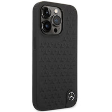 Заредете изображение във визуализатора на галерията – Mercedes MEHCP14L8REMPK iPhone 14 Pro 6.1" black/black hardcase Leather Stars Pattern

