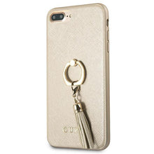 Заредете изображение във визуализатора на галерията – Guess GUHCI8LRSSABE iPhone 7/8 Plus beige/beige hard case Saffiano with ring stand

