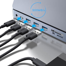 Заредете изображение във визуализатора на галерията – Baseus EliteJoy Gen2 11-Port Type-C HUB Adapter Dark gray（Type-C to HDMI*1+USB3.0*3+PD*1+VGA*1+SD/TF*1+RJ45*1+Type-C Data*1+3.5mm*1）
