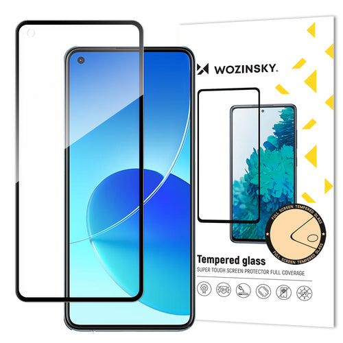 Wozinsky Tempered Glass Full Glue Super Tough Screen Protector Full Coveraged with Frame Case Friendly for Oppo Reno6 4G black - TopMag