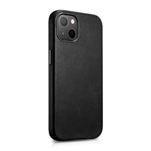 Заредете изображение във визуализатора на галерията – iCarer Leather Oil Wax case covered with natural leather for iPhone 13 black (MagSafe compatible) (WMI1302-BK) - TopMag
