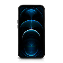 Заредете изображение във визуализатора на галерията – iCarer Leather Oil Wax case covered with natural leather for iPhone 13 Pro black (MagSafe compatible) (WMI1303-BK) - TopMag

