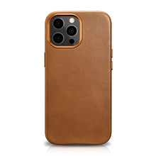 Заредете изображение във визуализатора на галерията – iCarer Leather Oil Wax case covered with natural leather for iPhone 13 Pro brown (MagSafe compatible) (WMI1303-BN) - TopMag
