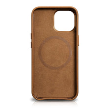 Заредете изображение във визуализатора на галерията – iCarer Leather Oil Wax case covered with natural leather for iPhone 13 Pro brown (MagSafe compatible) (WMI1303-BN) - TopMag
