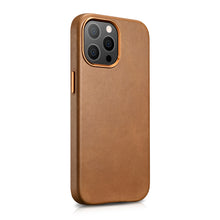 Заредете изображение във визуализатора на галерията – iCarer Leather Oil Wax case covered with natural leather for iPhone 13 Pro brown (MagSafe compatible) (WMI1303-BN) - TopMag
