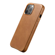 Заредете изображение във визуализатора на галерията – iCarer Leather Oil Wax case covered with natural leather for iPhone 13 Pro brown (MagSafe compatible) (WMI1303-BN) - TopMag
