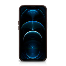 Заредете изображение във визуализатора на галерията – iCarer Leather Oil Wax case covered with natural leather for iPhone 13 Pro Coffee (MagSafe compatible) (WMI1303-CO) - TopMag
