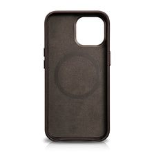Заредете изображение във визуализатора на галерията – iCarer Leather Oil Wax case covered with natural leather for iPhone 13 Pro Coffee (MagSafe compatible) (WMI1303-CO) - TopMag
