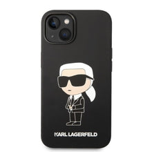 Заредете изображение във визуализатора на галерията – Original Pouch KARL LAGERFELD Silicone Ikonik hardcase KLHCP14SSNIKBCK do Iphone 14 Black
