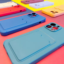 Заредете изображение във визуализатора на галерията – Card Armor Case Cover for iPhone SE 2022 / SE 2020 / iPhone 8 / iPhone 7 Card Wallet Silicone Armor Air Bag Cover Orange - TopMag
