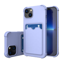 Заредете изображение във визуализатора на галерията – Card Armor Case Pouch Cover For iPhone XR Card Wallet Silicone Armor Air Bag Cover Light Blue - TopMag
