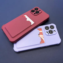 Заредете изображение във визуализатора на галерията – Card Armor Case Pouch Cover for iPhone XS / iPhone X Card Wallet Silicone Air Bag Armor Case Navy Blue - TopMag
