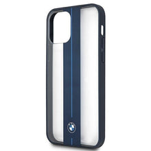 Заредете изображение във визуализатора на галерията – Case BMW BMHCP12MPCUMRSTNA iPhone 12/ 12 Pro 6.1" transparent hardcase Middle Stripe Navy
