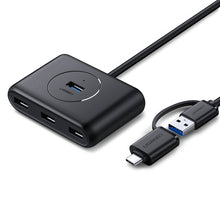 Заредете изображение във визуализатора на галерията – Ugreen HUB 4in1 USB-C - 4xUSB 3.0 5Gb/s 1m black (CR113)
