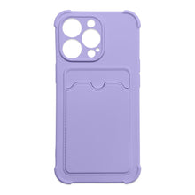 Заредете изображение във визуализатора на галерията – Card Armor Case Pouch Cover for iPhone 12 Pro Max Card Wallet Silicone Air Bag Armor Cover Purple - TopMag
