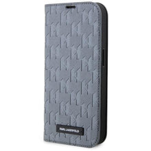 Заредете изображение във визуализатора на галерията – Karl Lagerfeld KLBKP14SSAKLHPG iPhone 14 6.1" bookcase silver/silver Saffiano Monogram

