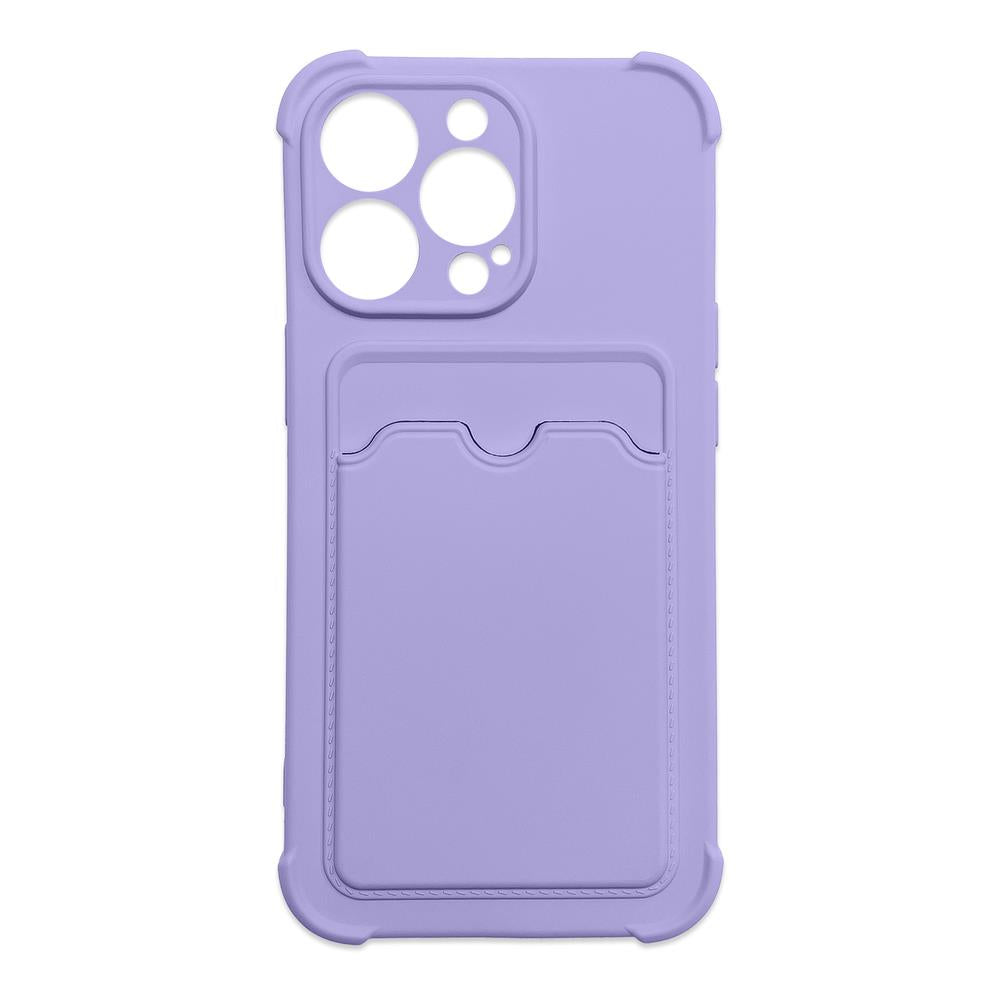 Card Armor Case Pouch Cover for iPhone 13 Pro Card Wallet Silicone Air Bag Armor Case Purple - TopMag