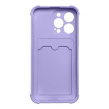 Заредете изображение във визуализатора на галерията – Card Armor Case Pouch Cover for iPhone 13 Pro Card Wallet Silicone Air Bag Armor Case Purple - TopMag
