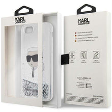 Заредете изображение във визуализатора на галерията – Karl Lagerfeld KLHCI8LNKHCH iPhone 7/8/ SE 2020/2022 silver/silver hardcase Glitter Karl Head

