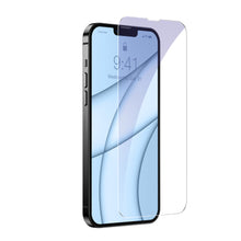 Заредете изображение във визуализатора на галерията – Baseus 2x Full screen 0,3 mm Anti Blue Light tempered glass iPhone 13 mini (SGBL020302) (case friendly) - TopMag
