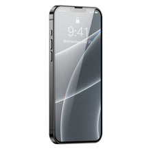 Заредете изображение във визуализатора на галерията – Baseus 0,3mm Full Screen Glass 2x tempered glass for iPhone 13 Pro / iPhone 13 full screen with frame black (SGQP010101) - TopMag
