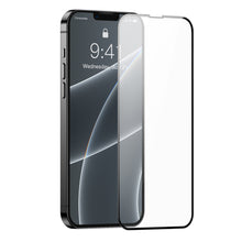 Заредете изображение във визуализатора на галерията – Baseus 0,3mm Full Screen Glass 2x tempered glass for iPhone 13 Pro / iPhone 13 full screen with frame black (SGQP010101) - TopMag
