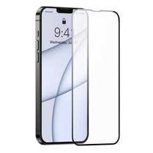 Заредете изображение във визуализатора на галерията – Baseus 0,3mm Full Screen Glass 2x tempered glass for iPhone 13 Pro Max full screen with frame black (SGQP010201) - TopMag

