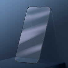 Заредете изображение във визуализатора на галерията – Baseus 2x Full screen 0,3 mm Anti Blue Light tempered glass with a frame iPhone 13 mini black (SGQP010301) (case friendly) - TopMag
