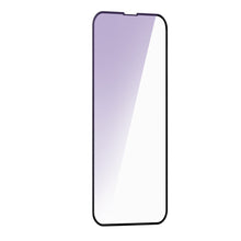 Заредете изображение във визуализатора на галерията – Baseus 2x Full screen 0,3 mm Anti Blue Light tempered glass with a frame iPhone 13 mini black (SGQP010301) (case friendly) - TopMag
