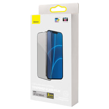 Заредете изображение във визуализатора на галерията – Baseus 0,23mm Anti Spy Full Screen Glass 2x tempered glass for iPhone 13 mini screen protector with frame black (SGQP020301) - TopMag
