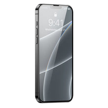 Заредете изображение във визуализатора на галерията – Baseus 0,3mm Full Screen Porcelain Glass 2x Porcelain Tempered Glass for iPhone 13 Pro / iPhone 13 Full Screen with Frame Black (SGQP030101) - TopMag
