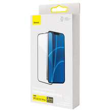 Заредете изображение във визуализатора на галерията – Baseus 0,3mm Full Screen Porcelain Glass 2x Porcelain Tempered Glass for iPhone 13 Pro / iPhone 13 Full Screen with Frame Black (SGQP030101) - TopMag
