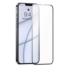 Заредете изображение във визуализатора на галерията – Baseus 0,3mm Full Screen Porcelain Glass 2x Porcelain Tempered Glass for iPhone 13 Pro Max Full Screen with Frame Black (SGQP030201) - TopMag
