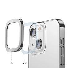 Заредете изображение във визуализатора на галерията – Baseus Glitter Hard PC Case Transparent Electroplating Cover for iPhone 13 silver (ARMC000312) - TopMag
