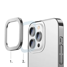 Заредете изображение във визуализатора на галерията – Baseus Glitter Hard PC Case Transparent Electroplating Cover for iPhone 13 Pro Max silver (ARMC000512) - TopMag
