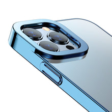 Заредете изображение във визуализатора на галерията – Baseus Glitter Hard PC Case Transparent Electroplating Cover for iPhone 13 Pro Max blue (ARMC000803) - TopMag
