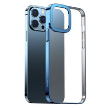 Заредете изображение във визуализатора на галерията – Baseus Glitter Hard PC Case Transparent Electroplating Cover for iPhone 13 Pro Max blue (ARMC000803) - TopMag
