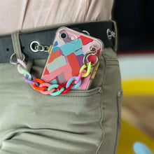 Заредете изображение във визуализатора на галерията – Color Chain Case gel flexible elastic case cover with a chain pendant for iPhone 13 multicolour (3) - TopMag
