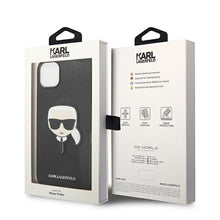 Заредете изображение във визуализатора на галерията – Оригинален гръб Karl Lagerfeld за iphone 14 (saffiano with karl head patch / black) - TopMag
