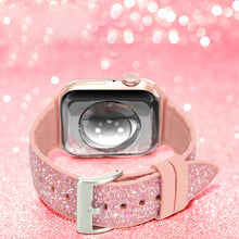 Заредете изображение във визуализатора на галерията – Kingxbar Crystal Fabric Band Strap Watch Bracelet 6 / SE / 5/4/3/2 (40mm / 38mm) Silicone Strap Crystal Band Pink - TopMag
